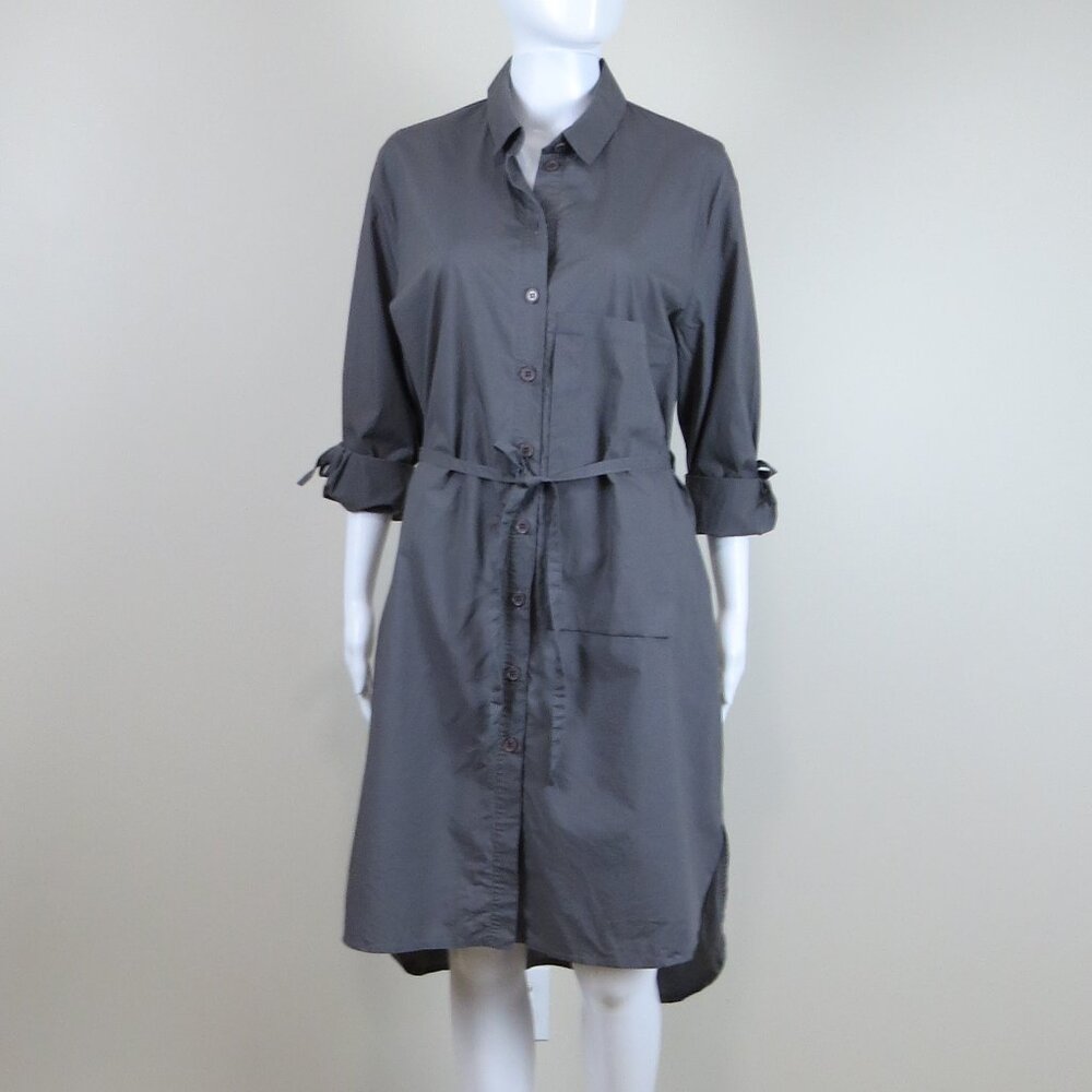 AMMA Cotton Shirt Dress SIZE 1 (s/m) Gray, Made in Israel, Artsy Lagenlook
